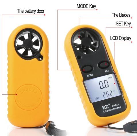 Анемометр (ветромер) RZ-816. Прибор для измерения скорости движения га
