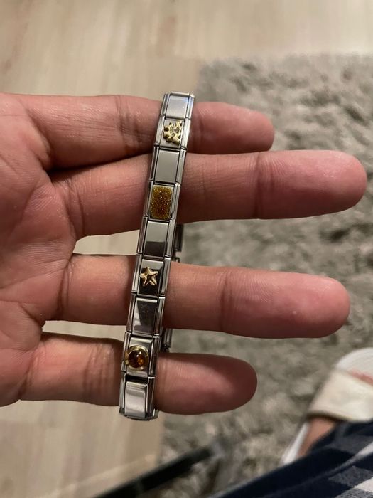 Bratara inox elastica originala ,italieneasca Firenze cu aur de 18K un