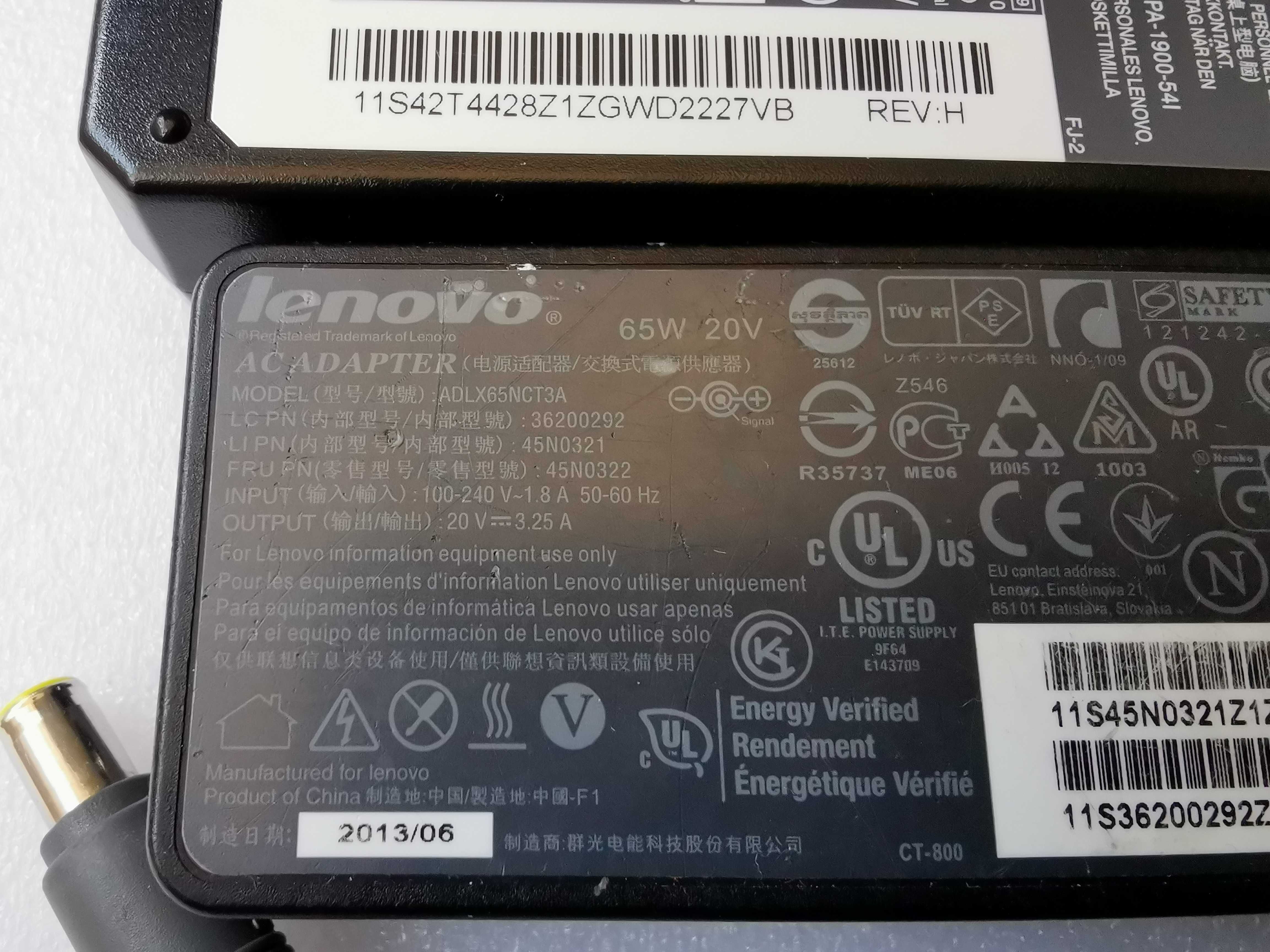 LENOVO Incarcatore 20V -3.25A-4.5A 90W,65W mufa rotunda pin central