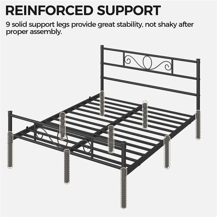 Pat metalic dublu 160x200 cm cu somieră |S 615254 Black(160*200cm)