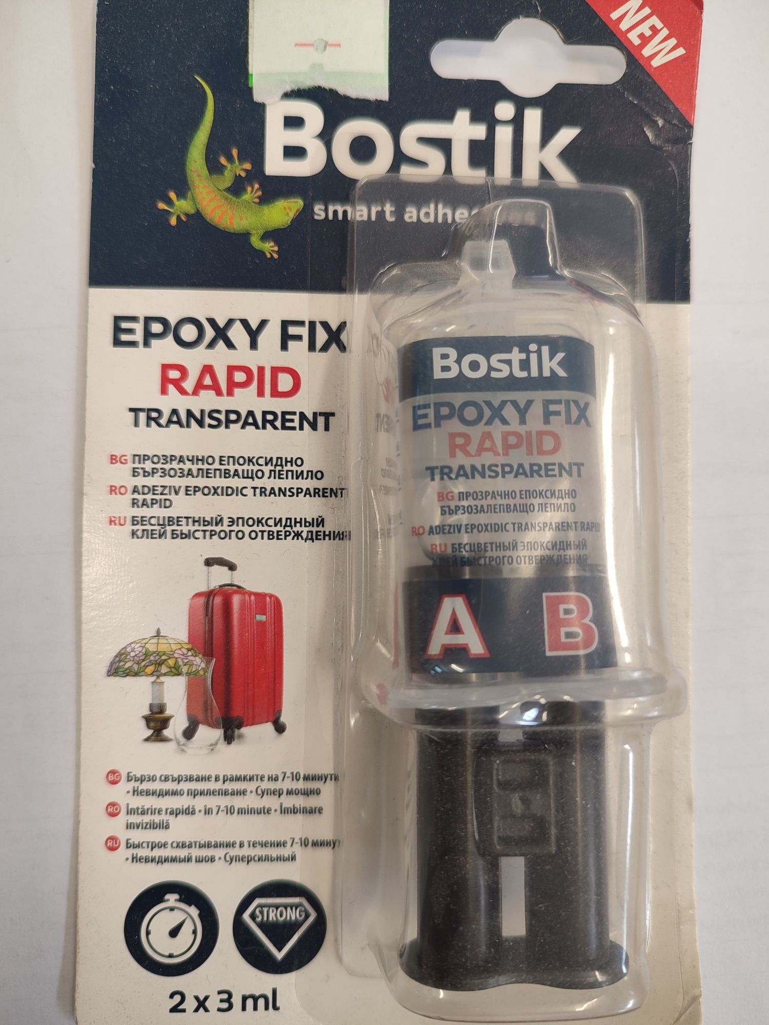 Bostik epoxy fix rapid transparent епоксидна смола прозрачна 2*3мл.