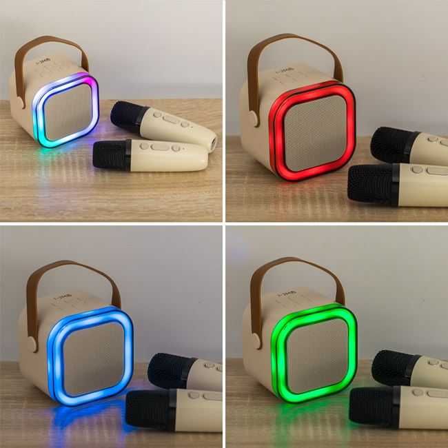 Караоке Bluetooth тонколона с 2 микрофона и RGB светлини
