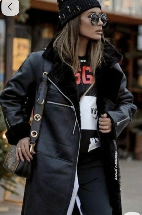 Дубленка черная натуральная б/у