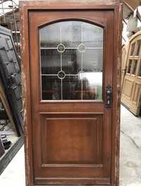 Usa casa firma intrare lemn geam vitraliu termopan H 216 x L 108