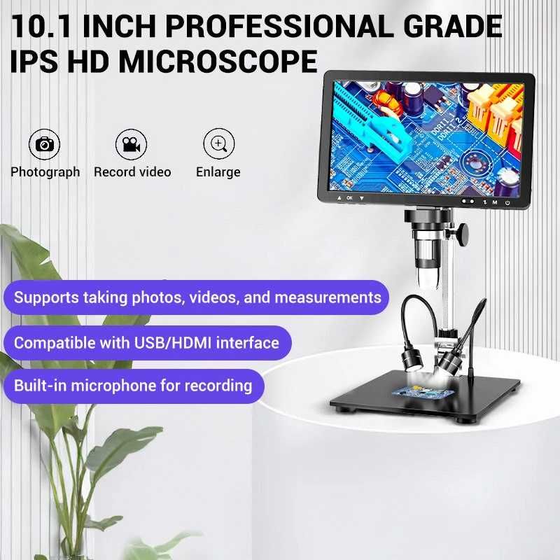 Цифров микроскоп MUSTOOL DM12 2000X LED 20MP 10,1 инча със светлини