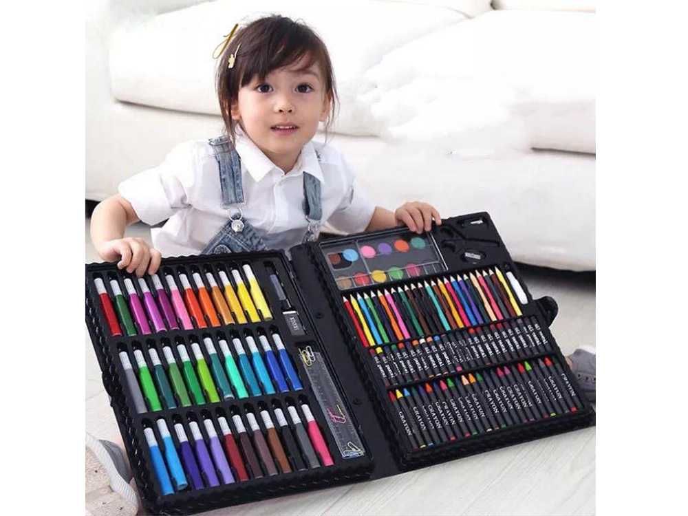 Set de desen si pictura complet 150 piese pentru copii in cutie