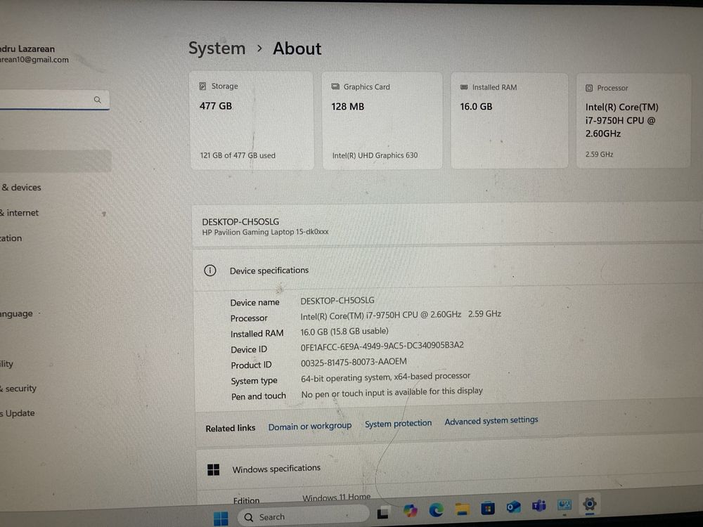 Laptop HP Pavilion gtx 1660ti(eroare code 43), I7-9750H