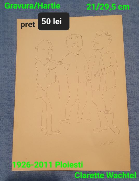 Gravura cu semnatura pe hartie