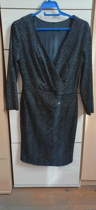 Черна блестяща рокля Barocca, НОВА