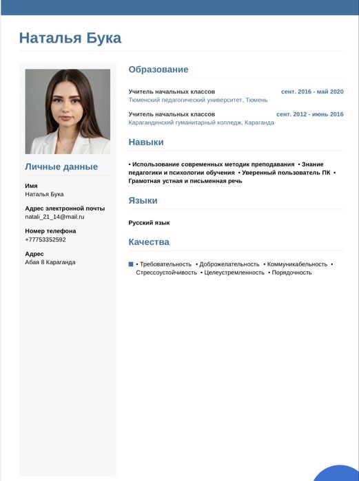 Учитель начальных классов