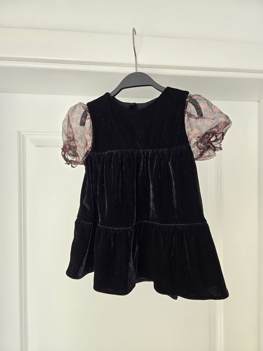 Rochita Zara neagra catifea 9-12 luni