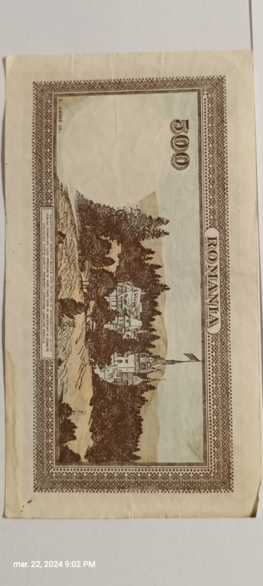 Bancnota veche "CINCI SUTE LEI" 1941 iulie