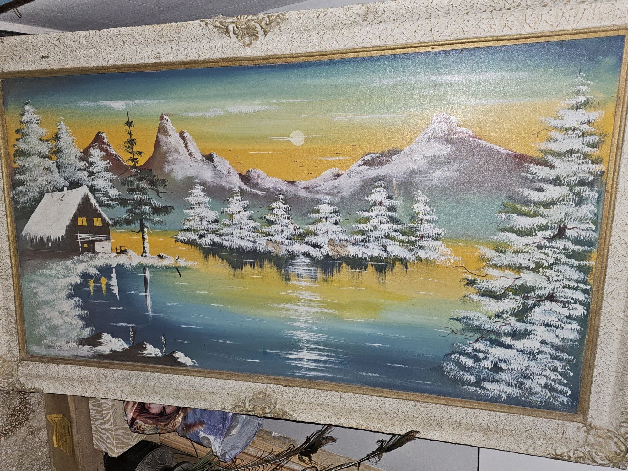 Tablou Mare pictat pe Panza - 128 cm x 68cm - Vechi
