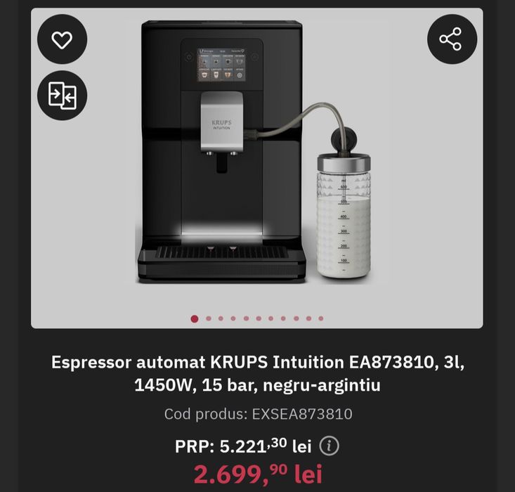 Aparat de cafea Krups nou- sigilat, 2 ani garanție