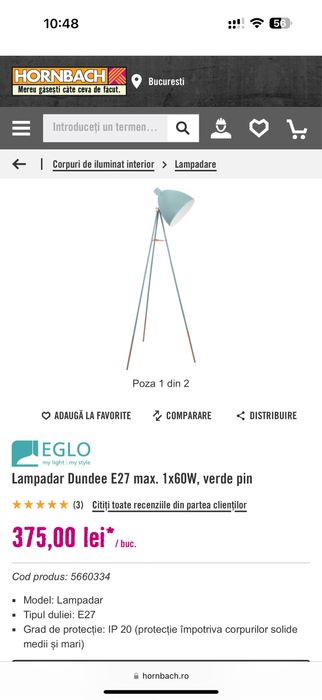 Lampadar Dundee verde pin Hornbach