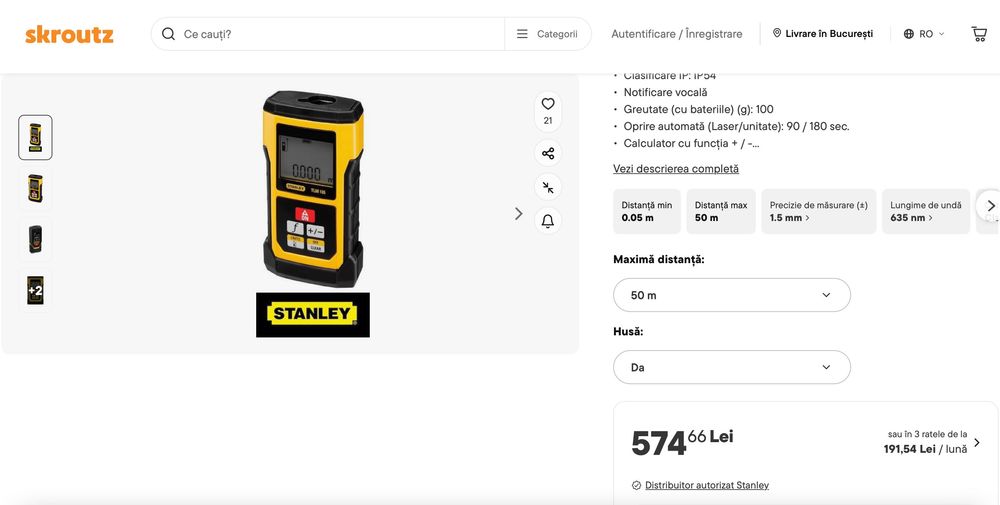 Stanley telemetru si nivela