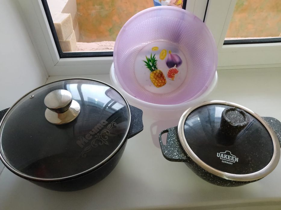 Продам казан 5л и 2л в отл. состоянии, антипригарные, гранит люкс. Б/у