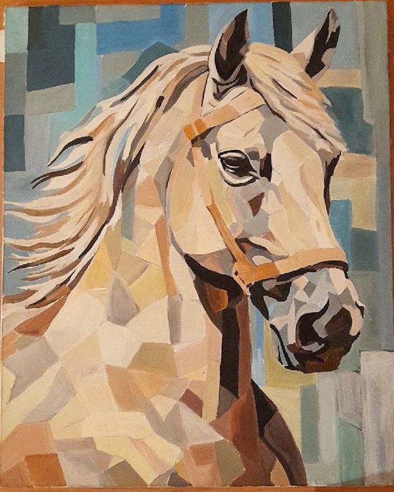 qo'l  mehnatida chizilgan dekarativni ot rasmi