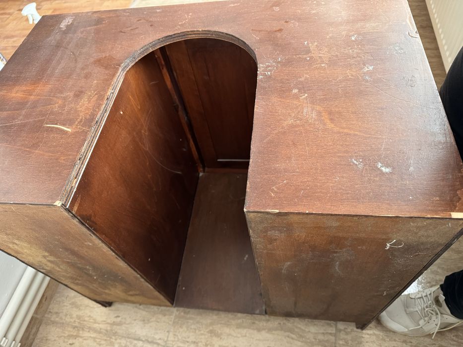 Dulap lemn masiv pentru baie – cu sertare + decupaj pentru lavoar