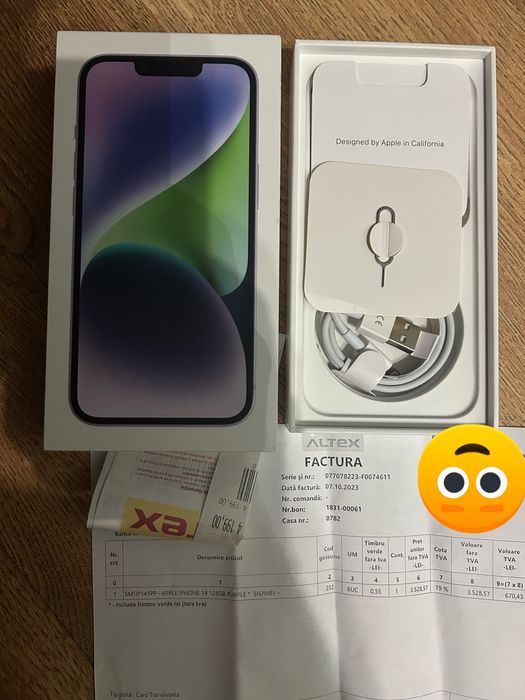Vând iphone 14 Purple, 128 gb