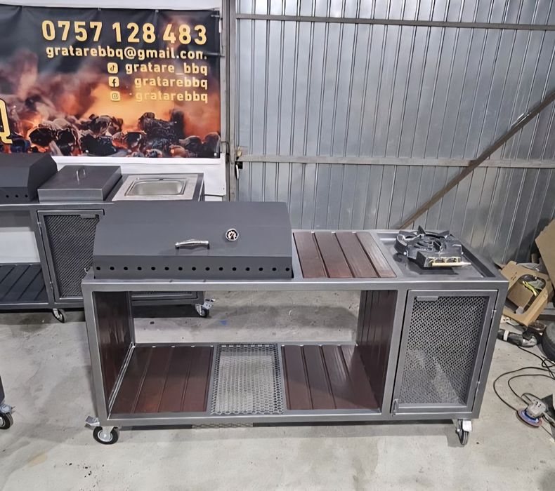 Grătar cu plita blat de lucru grătar complet și arzător pe gaz