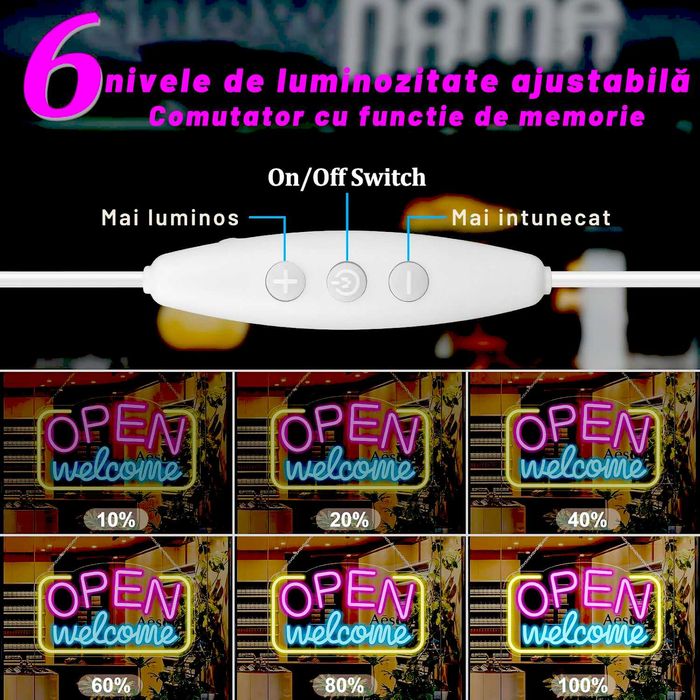 Reclama luminoasa LED Neon „OPEN Welcome”