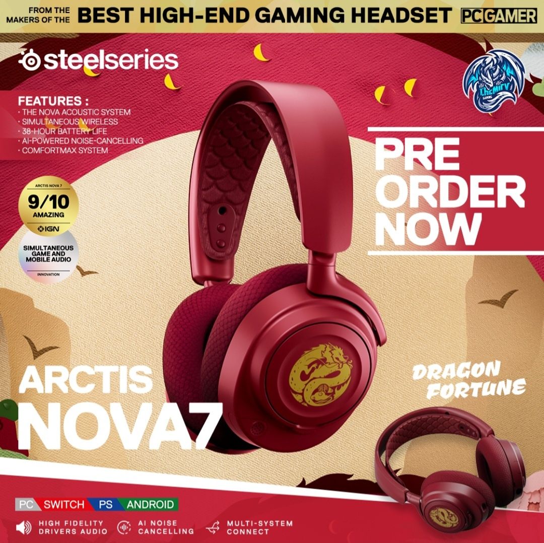 Steelseries NOVA 7 Dragon Беспроводные Наушники (батарея до 38 часов)