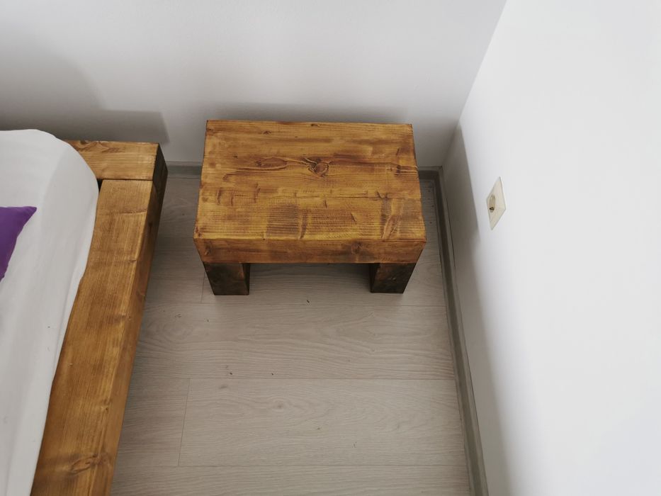 Pat din grinzi cu 2 noptiere