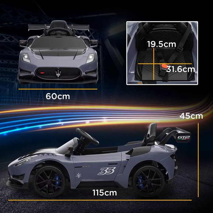 Mașinuță electrică Maserati GT2,Gri  cu telecomanda