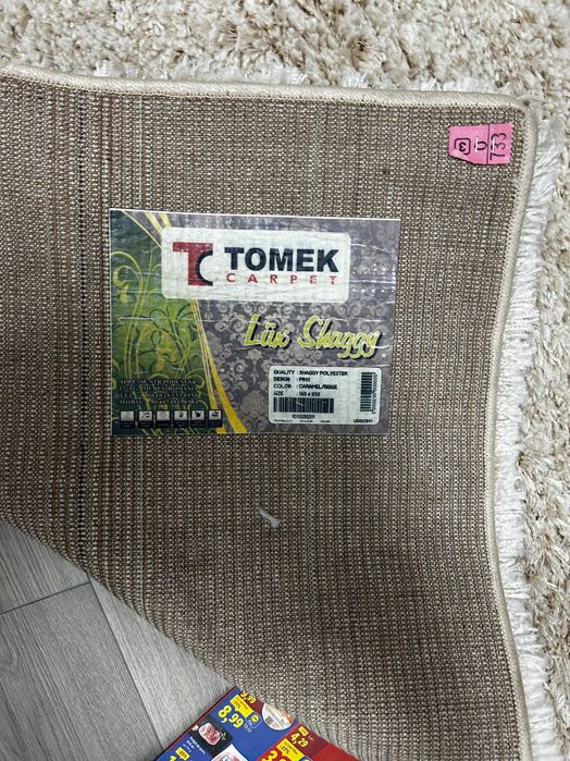 Covor alb-bej patrat Tomek Carpet 150x233 textura moale