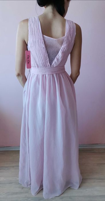 Розова бална рокля с камъни