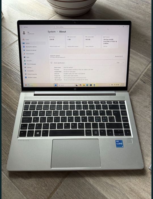 Laptop Hp Probook I5 1135G7 16Gb Ram 256Gb ssd generatia a 11 a