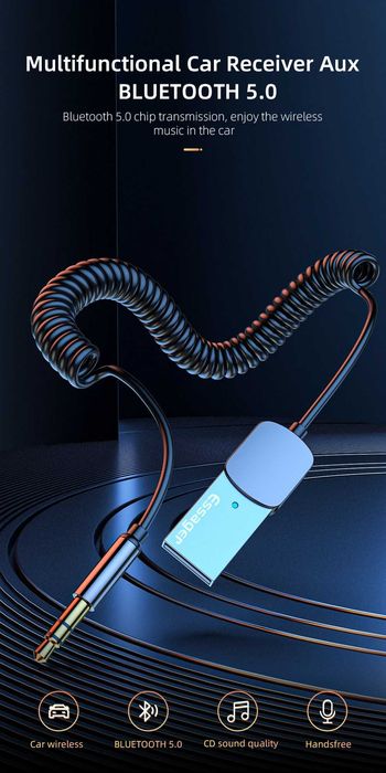 Adaptor Modulator Bluetooth USB jack 3.5 receiver auto Auxiliar