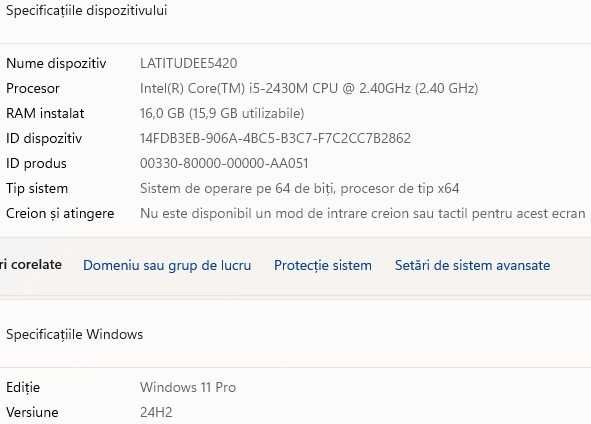 Dell Latitude E5420 SSD 16GB RAM DVD-RW i5 licențe originale impecabil