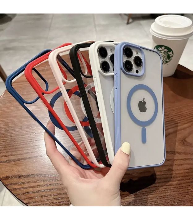 Iphone 14/15/16E/Pro/Max/Plus Husa Rama Silicon Plexi Glass Magsafe