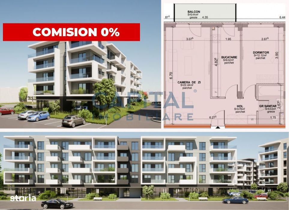 Apartament de vanzare, 2 camere, 66mpc, lift, bloc nou, comision 0%