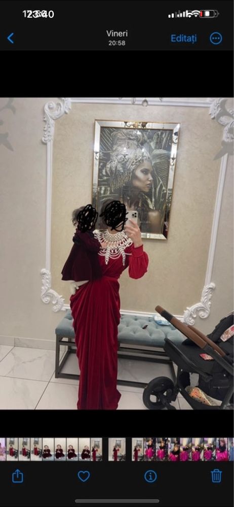Rochie elegante din catifea rosie