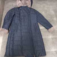 Продам зимнее женское пальто (пуховик), 50 размер синий цвет, б/у