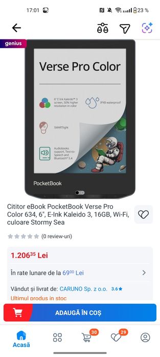 eBook PocketBook Verse Pro Color 634, 6", E-Ink Kaleido 3, 16GB, Wi-Fi