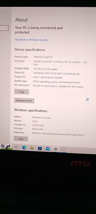 Laptop Gaming MSI, display 17.3" FHD, 16GB RAM, 256 SSD+ 2TB HDD, GTX