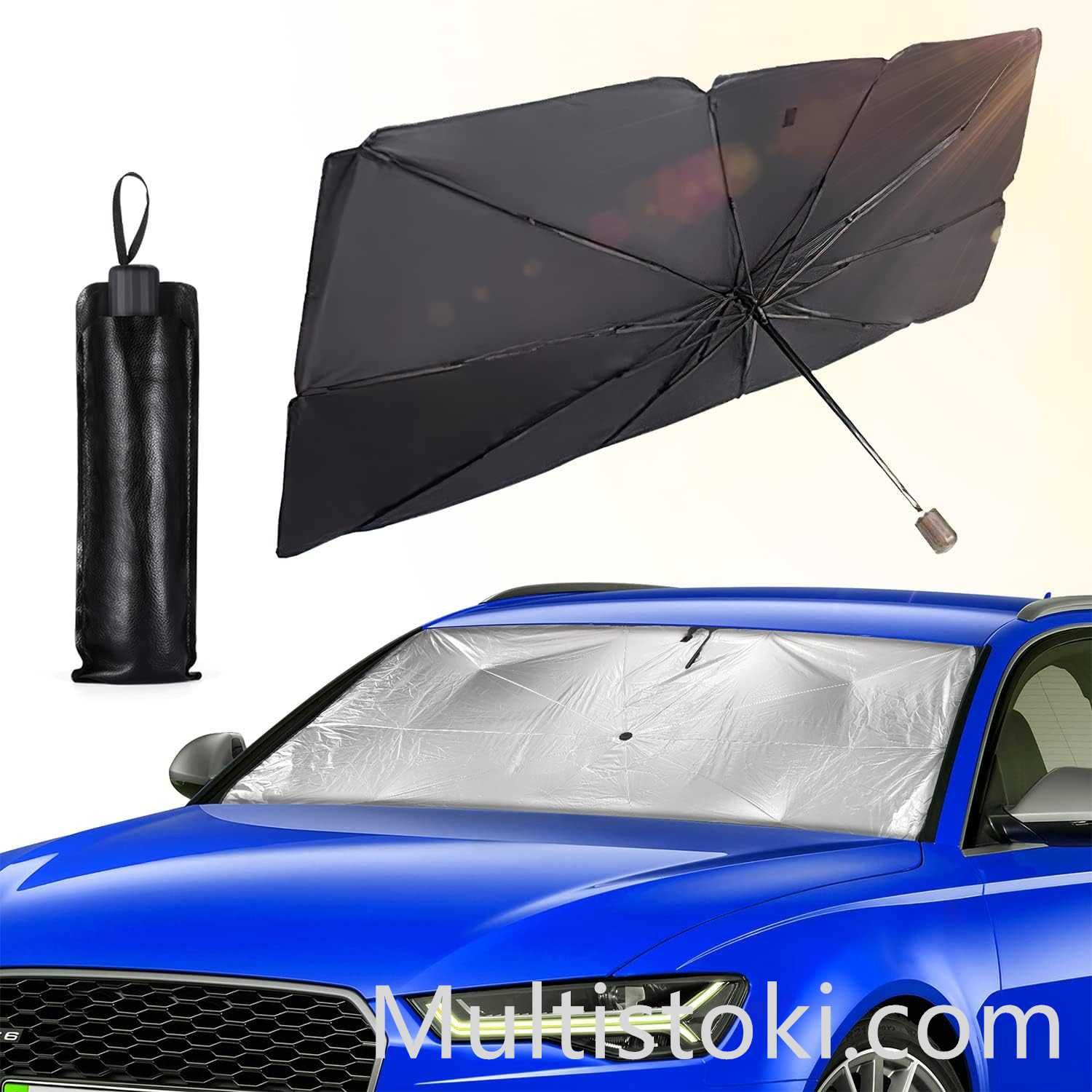 Чадър-сенник за автомобил 140х79см с кожен калъф