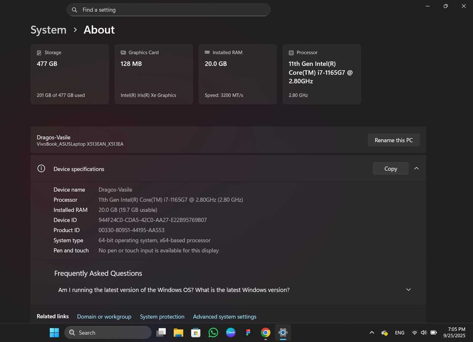 Laptop ASUS VivoBook X513EA • i7-1165G7 • 20GB RAM • 512GB SSD