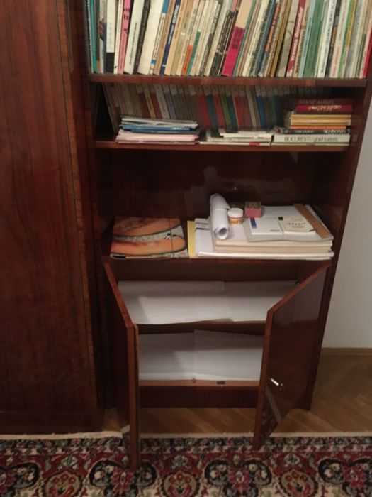 Biblioteca lemn masiv furniruit lacuit cu dulap incorporat