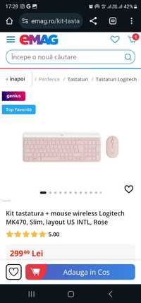 Kit tastatura + mouse wireless Logitech MK470, Slim, layout US INTL, R