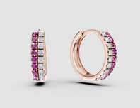 Cercei Teilor Aur Roz 14k cu rubine 0.267ct diamante 0.211ct  2.08 G