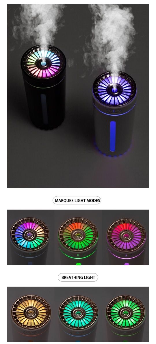 Беспроводной авто увлажнитель 800 mAh RGB подсветка mini humidifier