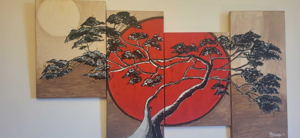 Compozitie deosebita, set 4 tablouri, pictor roman consacrat