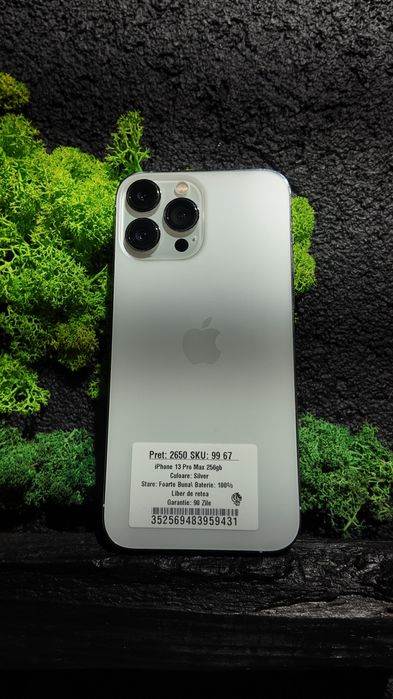 iPhone 13 Pro Max 256gb Silver Neverlocked Bat 100%/Fact+Garantie