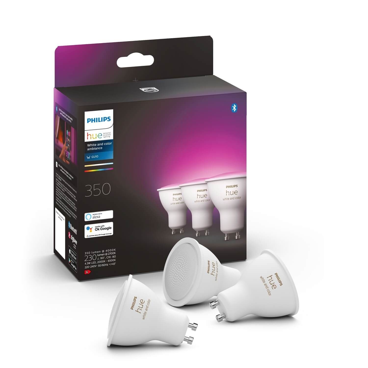 Set 3 Philips hue White and color ambiance GU10