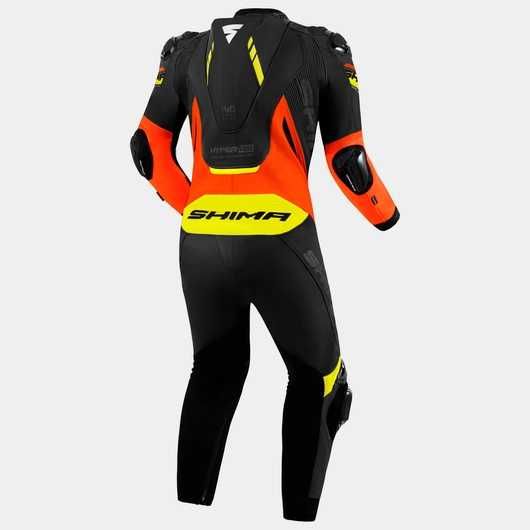 Кожен мото екип SHIMA RS-01 FLUO 1част,гърбица,слайдери,протектори